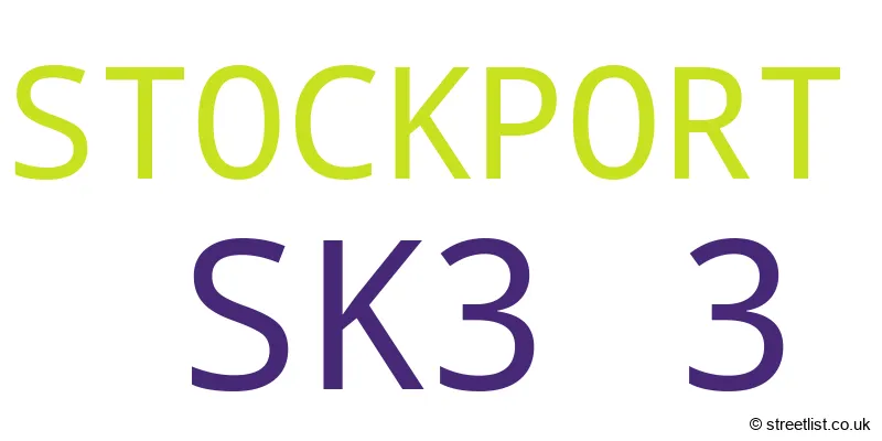 A word cloud for the SK3 3 postcode